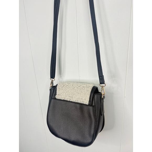 Kedzie Camden Faux Sherpa Crossbody Mini Messanger Bag Black - Picture 9 of 9